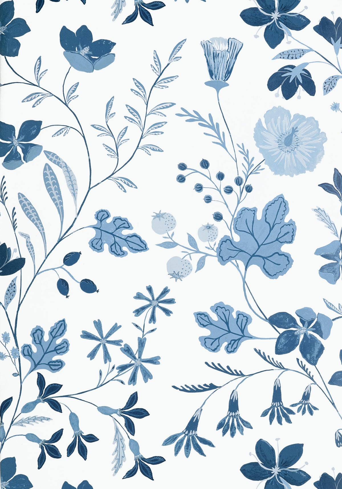 Thibaut Bloom Blue And White Wallpaper