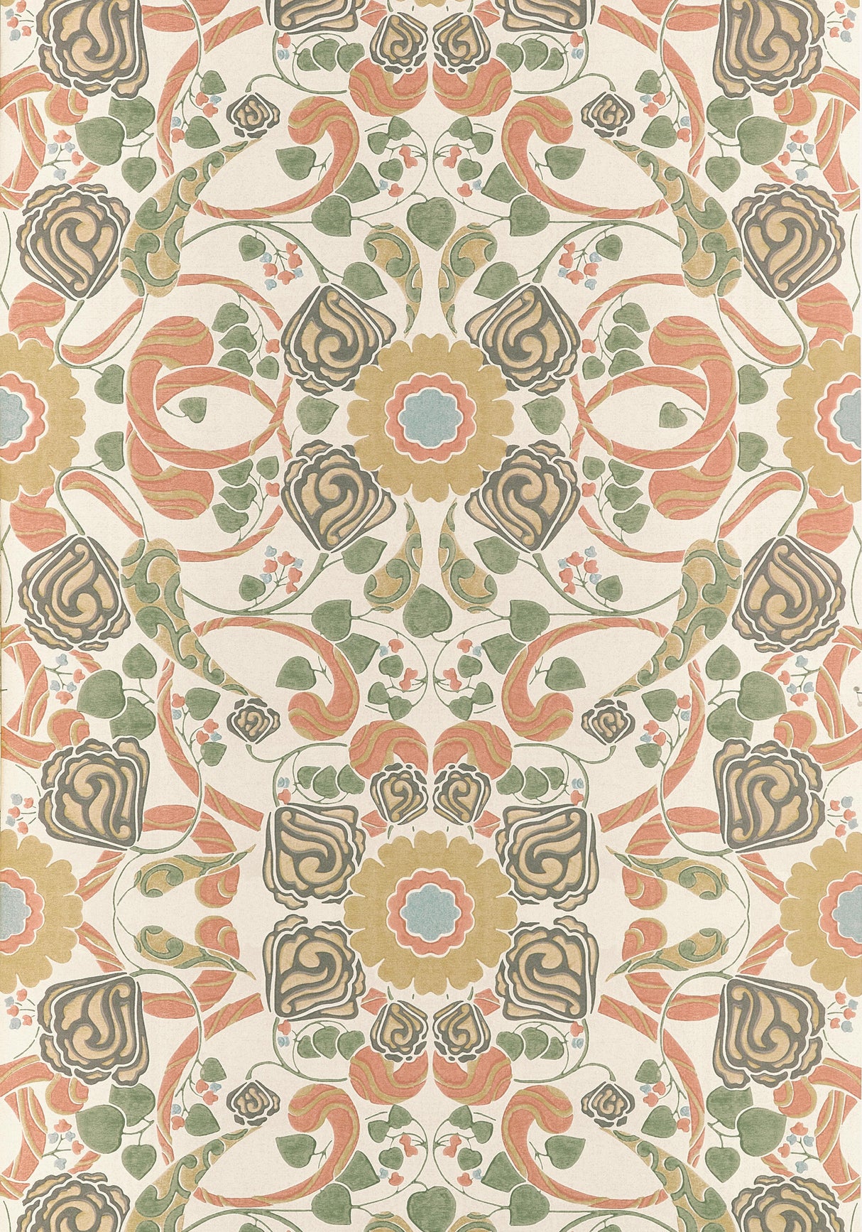 Thibaut Margaux Apricot And Sage Wallpaper