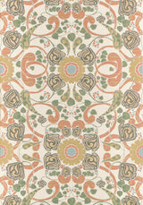Thibaut Margaux Apricot And Sage Wallpaper