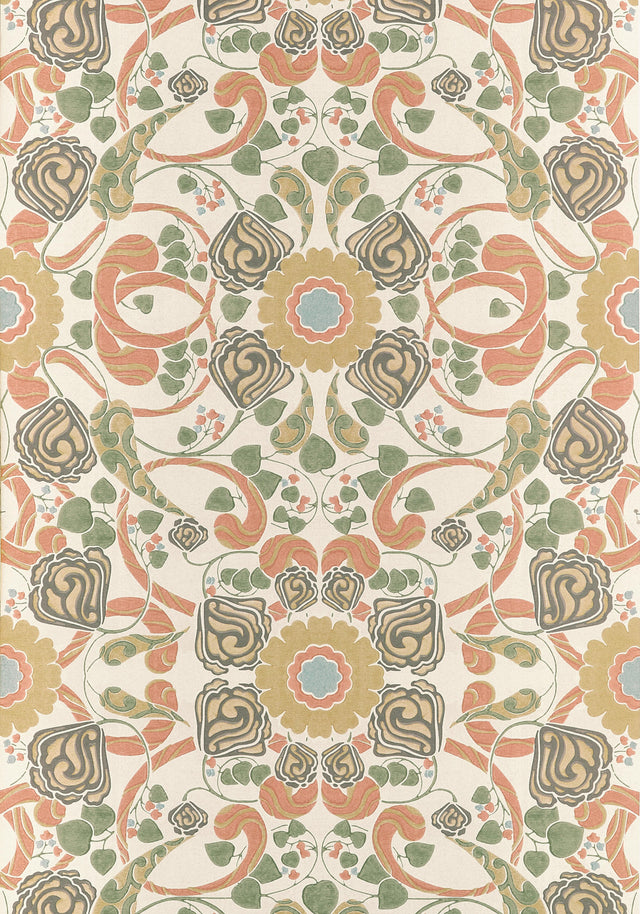 Thibaut Margaux Apricot And Sage Wallpaper