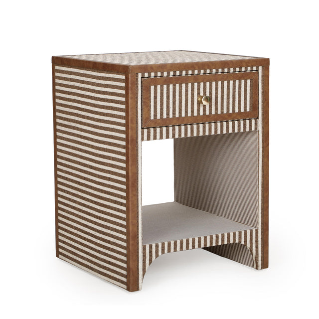 TOV Kora Brown Cotton Jute Nightstand