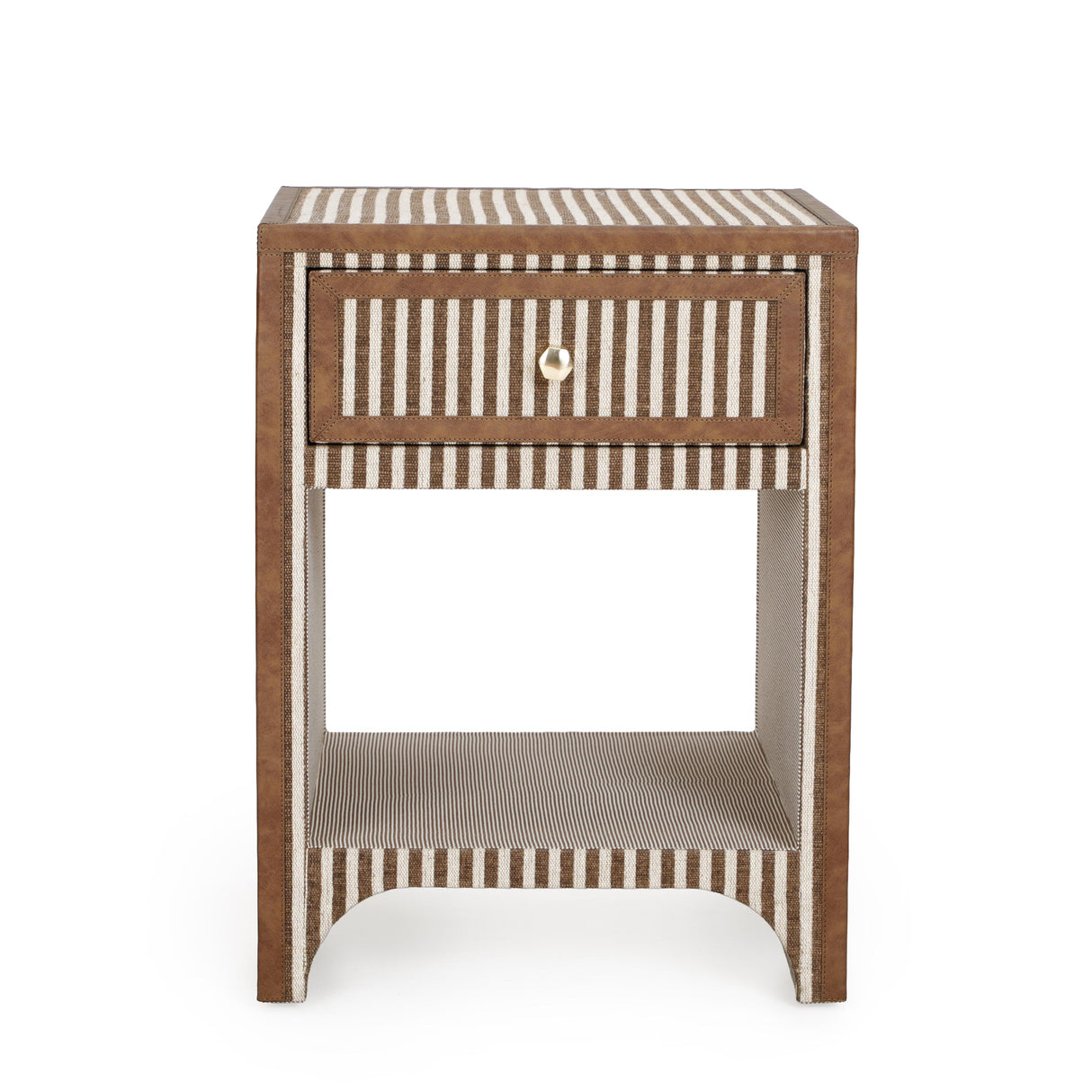 TOV Kora Brown Cotton Jute Nightstand