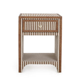TOV Kora Brown Cotton Jute Nightstand