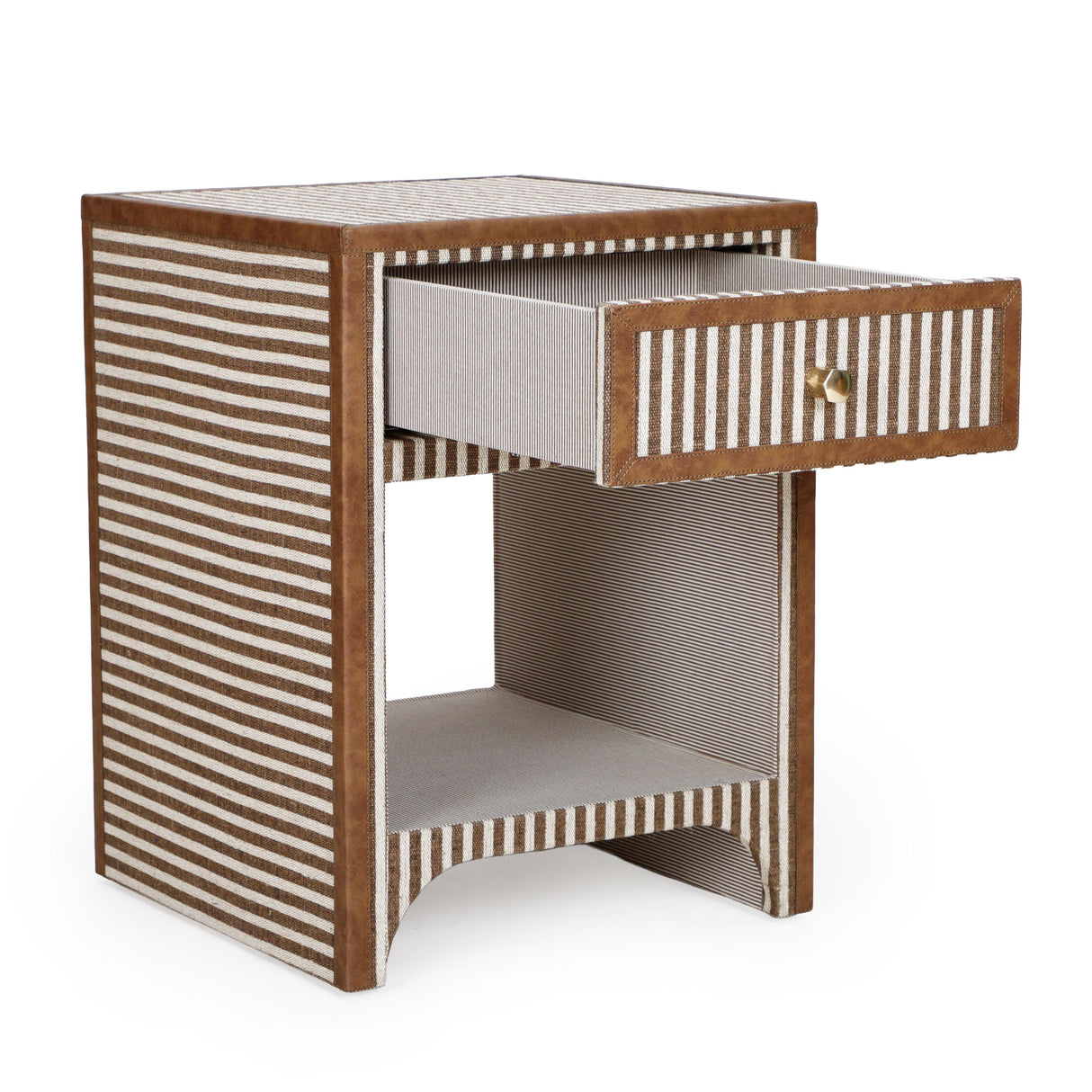 TOV Kora Brown Cotton Jute Nightstand