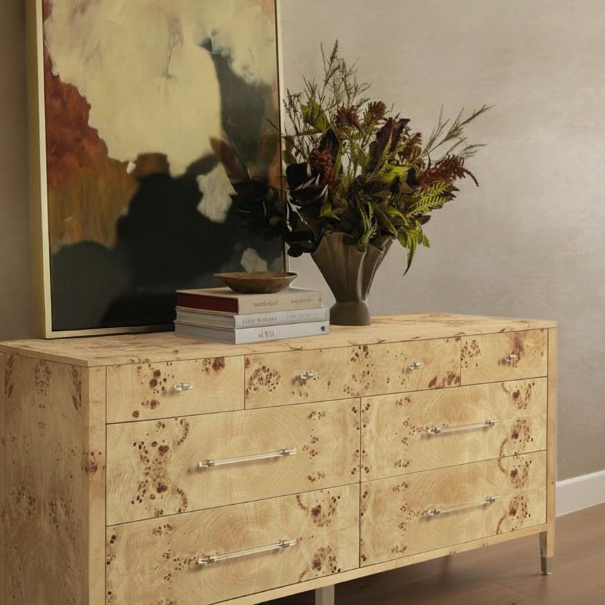 TOV Brandyss Natural Burl 7-Drawer Dresser