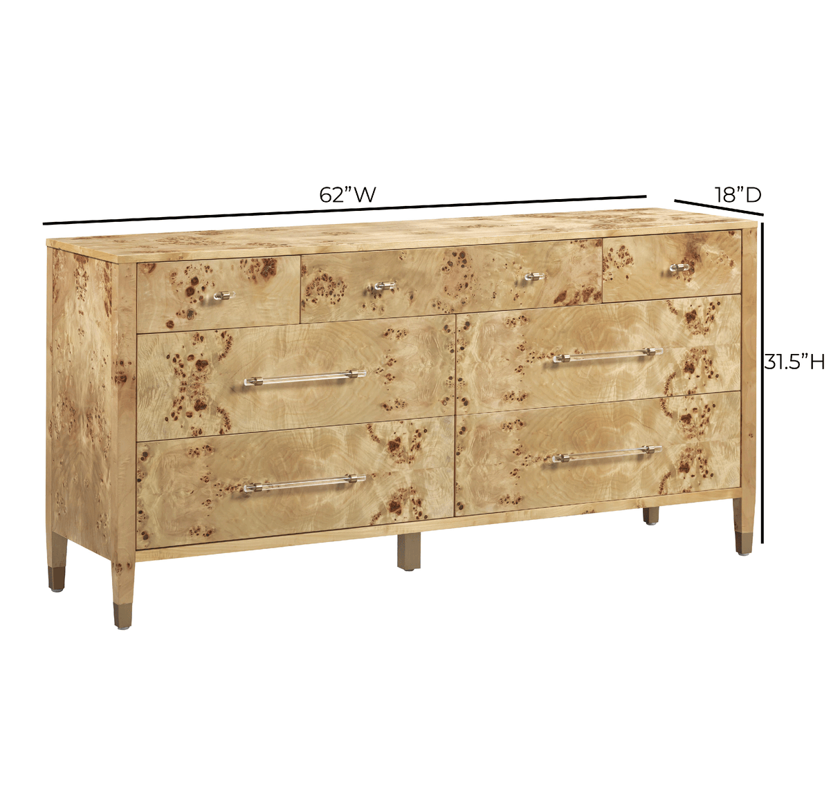 TOV Brandyss Natural Burl 7-Drawer Dresser