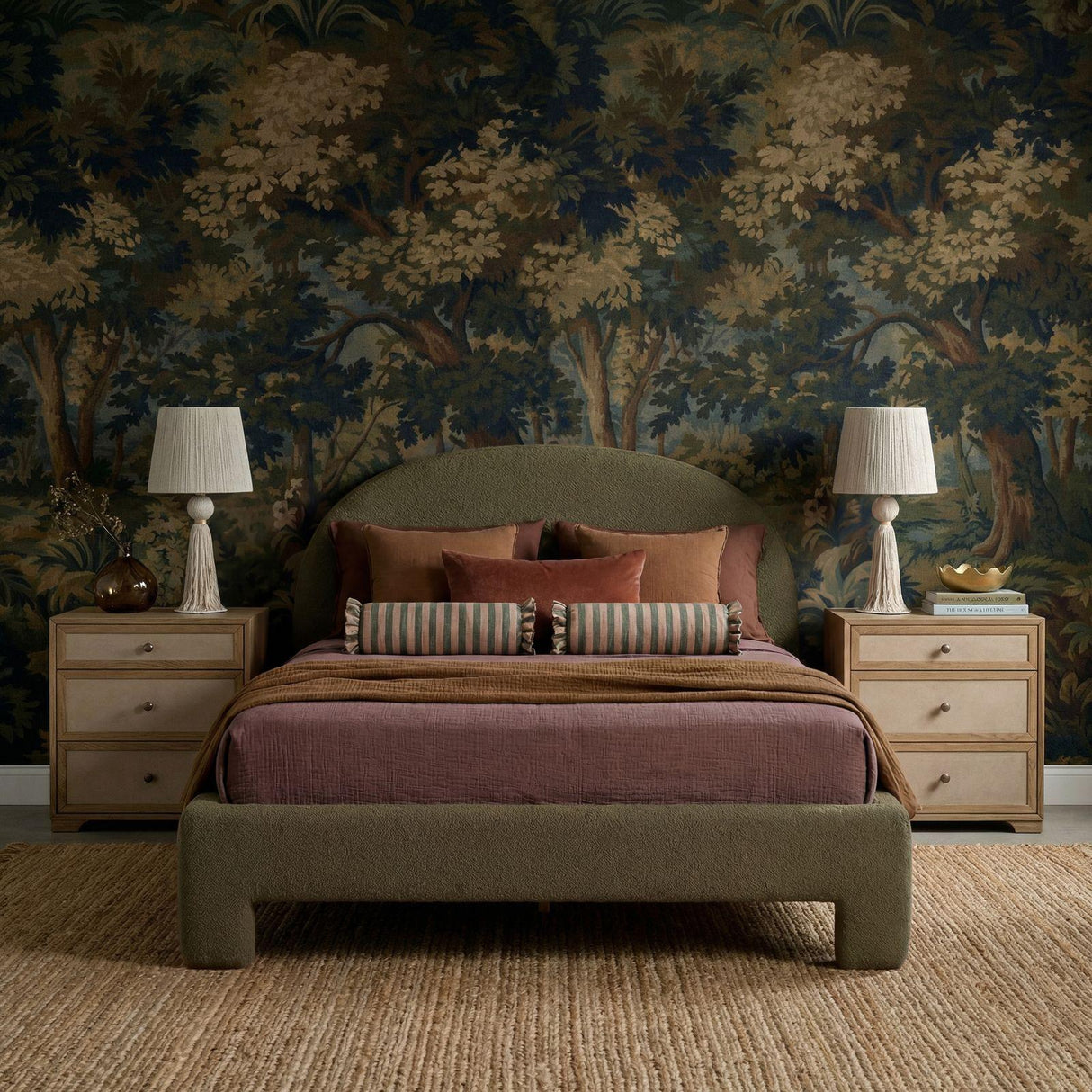 TOV Orphea Kale Green Boucle King Bed