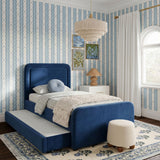 TOV Briella Navy Blue Velvet Trundle Bed