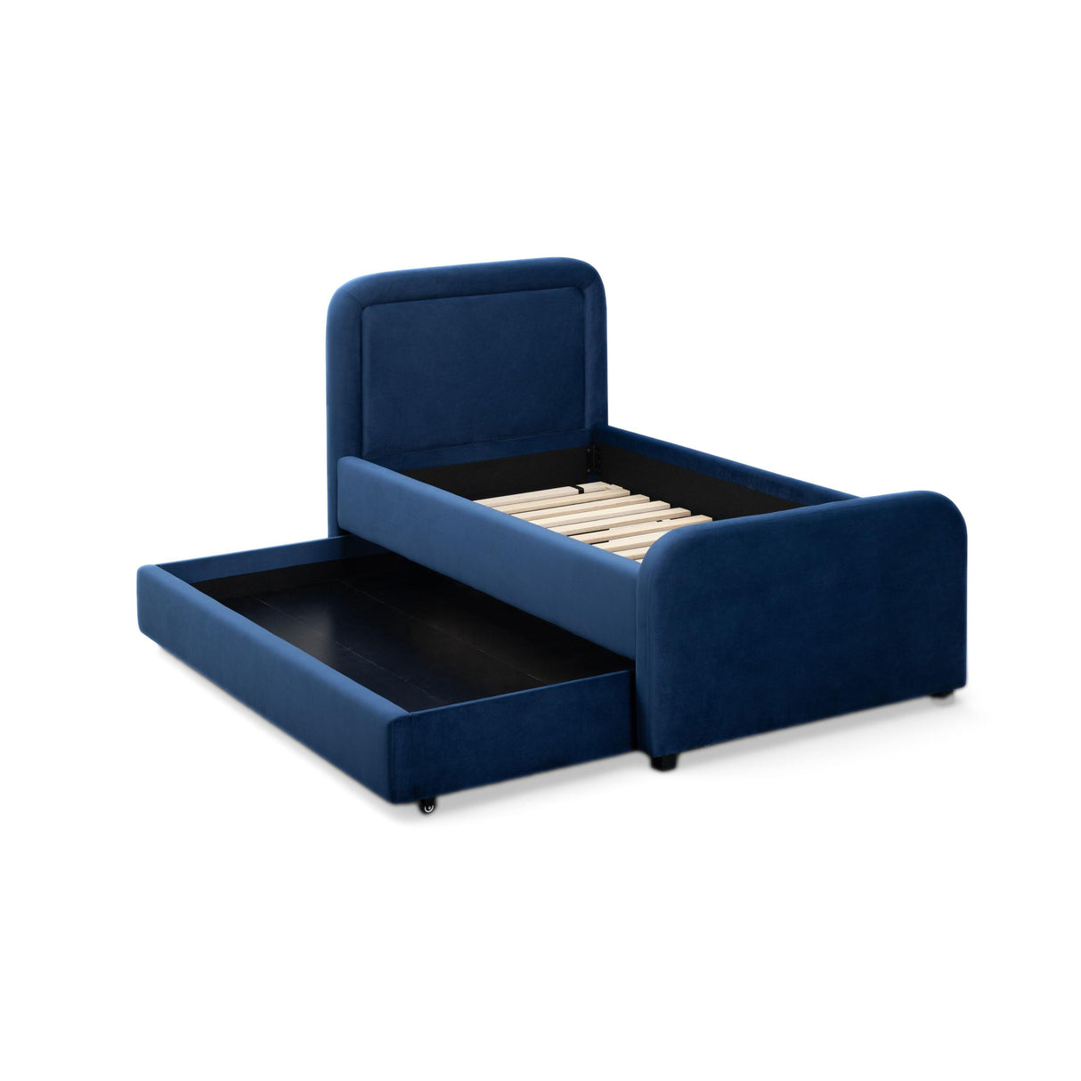 TOV Briella Navy Blue Velvet Trundle Bed