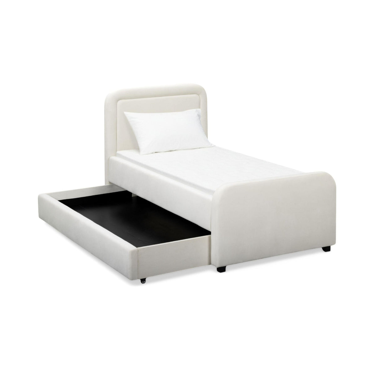 TOV Briella Cream Velvet Trundle Bed