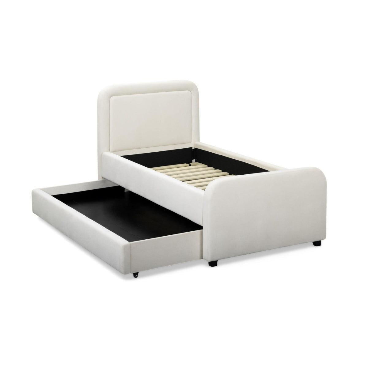 TOV Briella Cream Velvet Trundle Bed