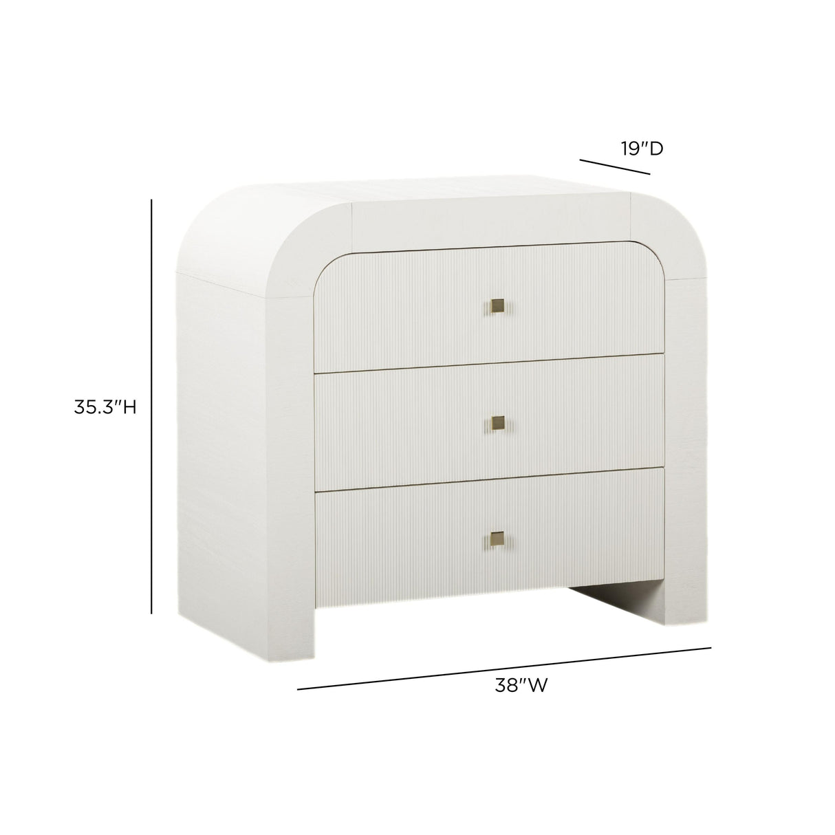 TOV Hump White Arched 3-Drawer Chest