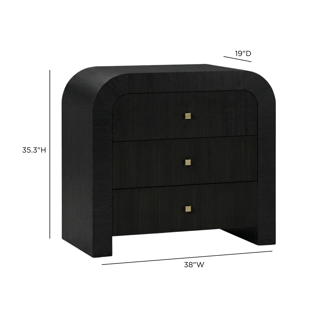 TOV Hump Black Arched 3-Drawer Chest