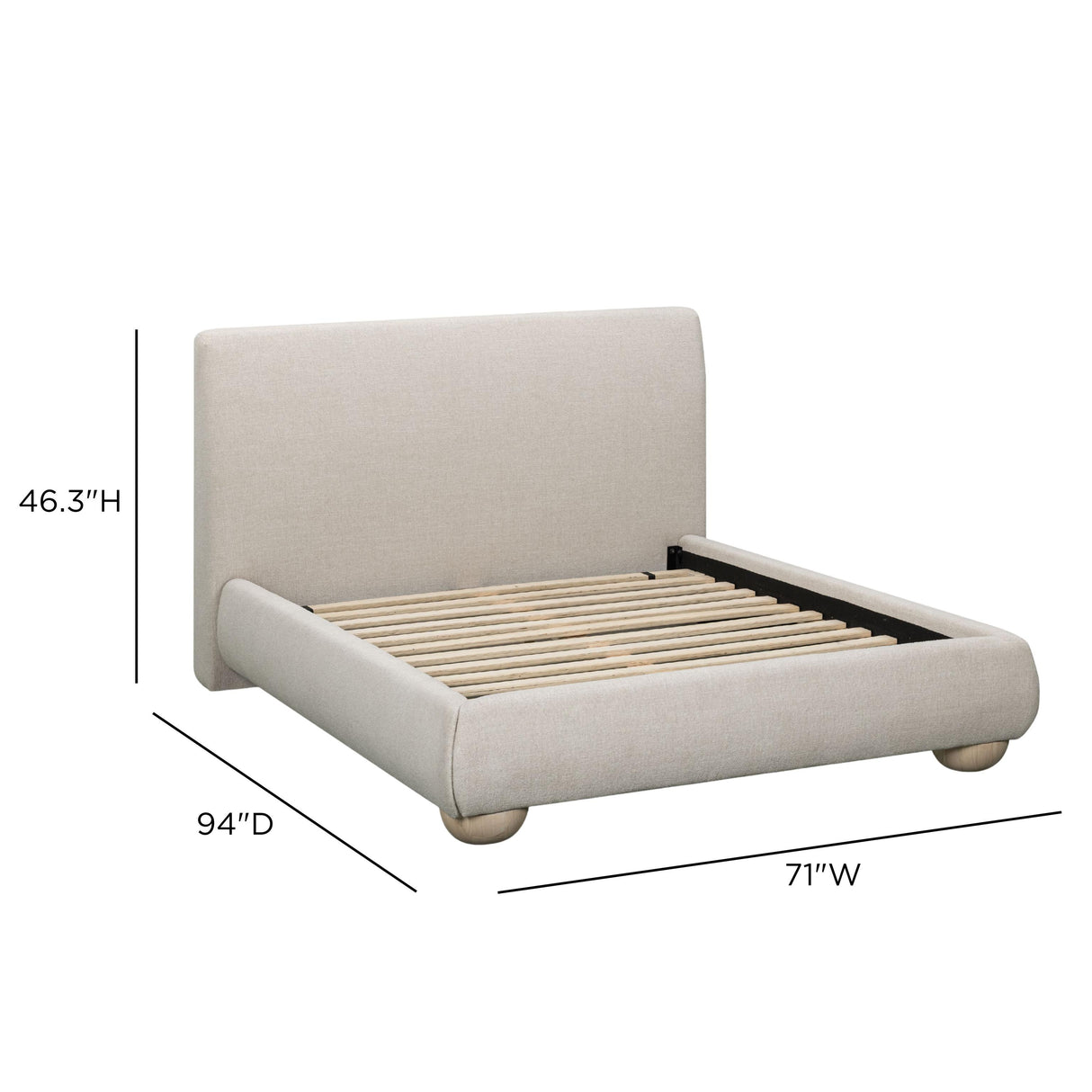TOV Rayne Cream Textured Fabric Queen Bed