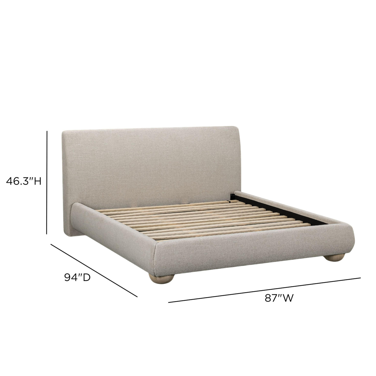 TOV Rayne Cream Textured Fabric King Bed
