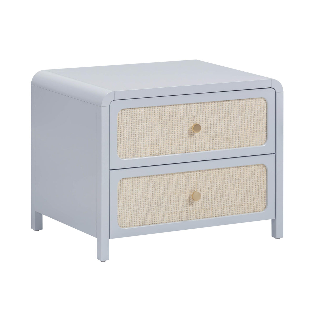 TOV Patty Pastel Blue Rattan 2 Drawer Nightstand