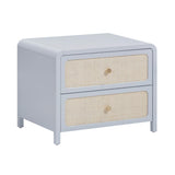 TOV Patty Pastel Blue Rattan 2 Drawer Nightstand