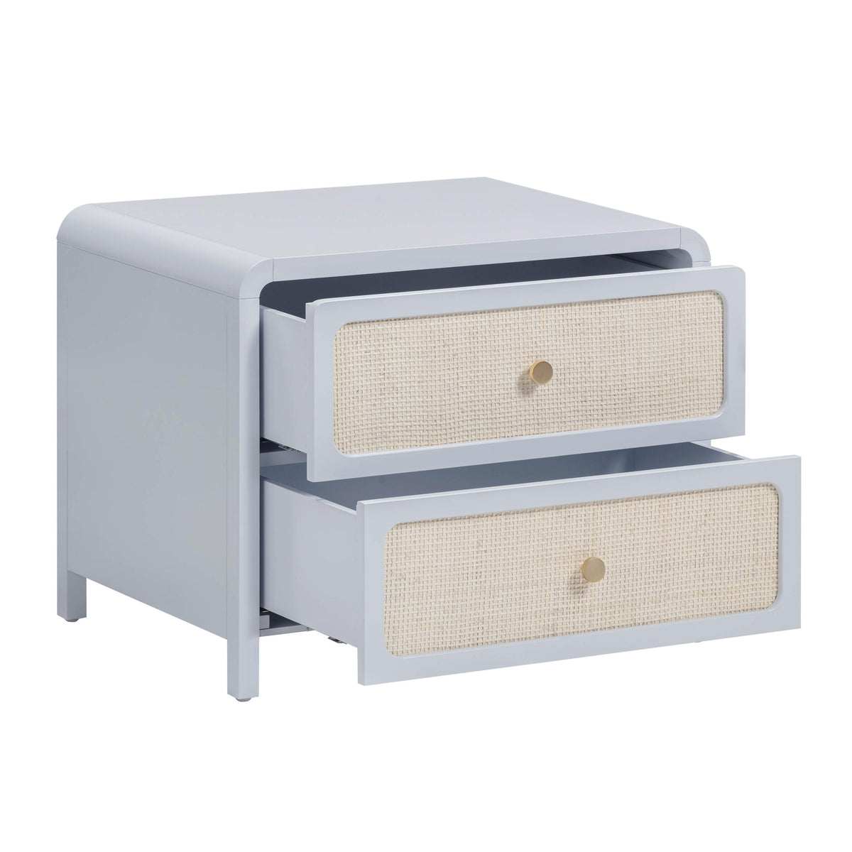 TOV Patty Pastel Blue Rattan 2 Drawer Nightstand