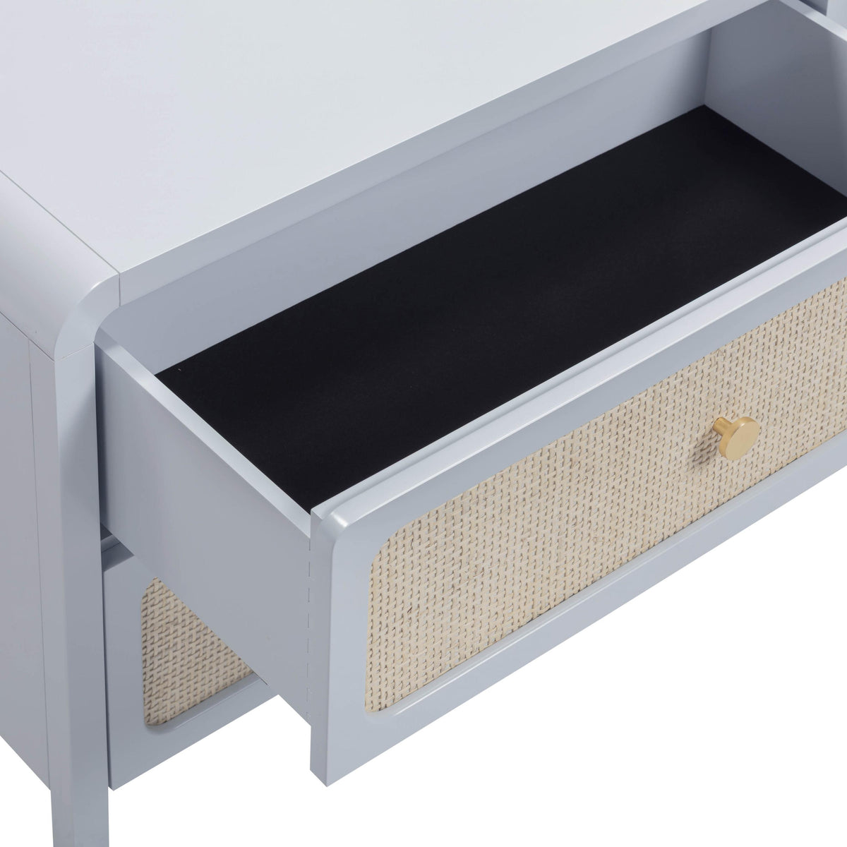 TOV Patty Pastel Blue Rattan 2 Drawer Nightstand