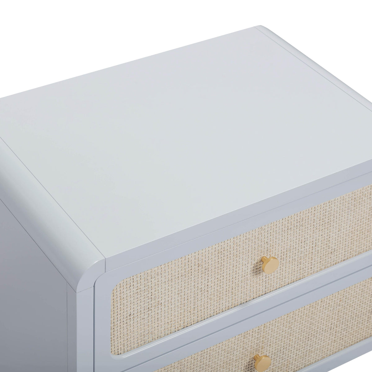 TOV Patty Pastel Blue Rattan 2 Drawer Nightstand