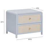 TOV Patty Pastel Blue Rattan 2 Drawer Nightstand