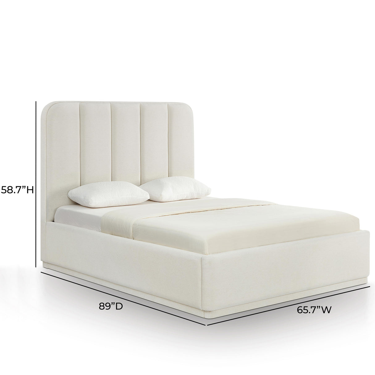 TOV Parker Cream Chenille Queen Bed