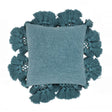 TOV Stone Washed Denim Blue Cotton Tasseled Pillow Cover Cover
