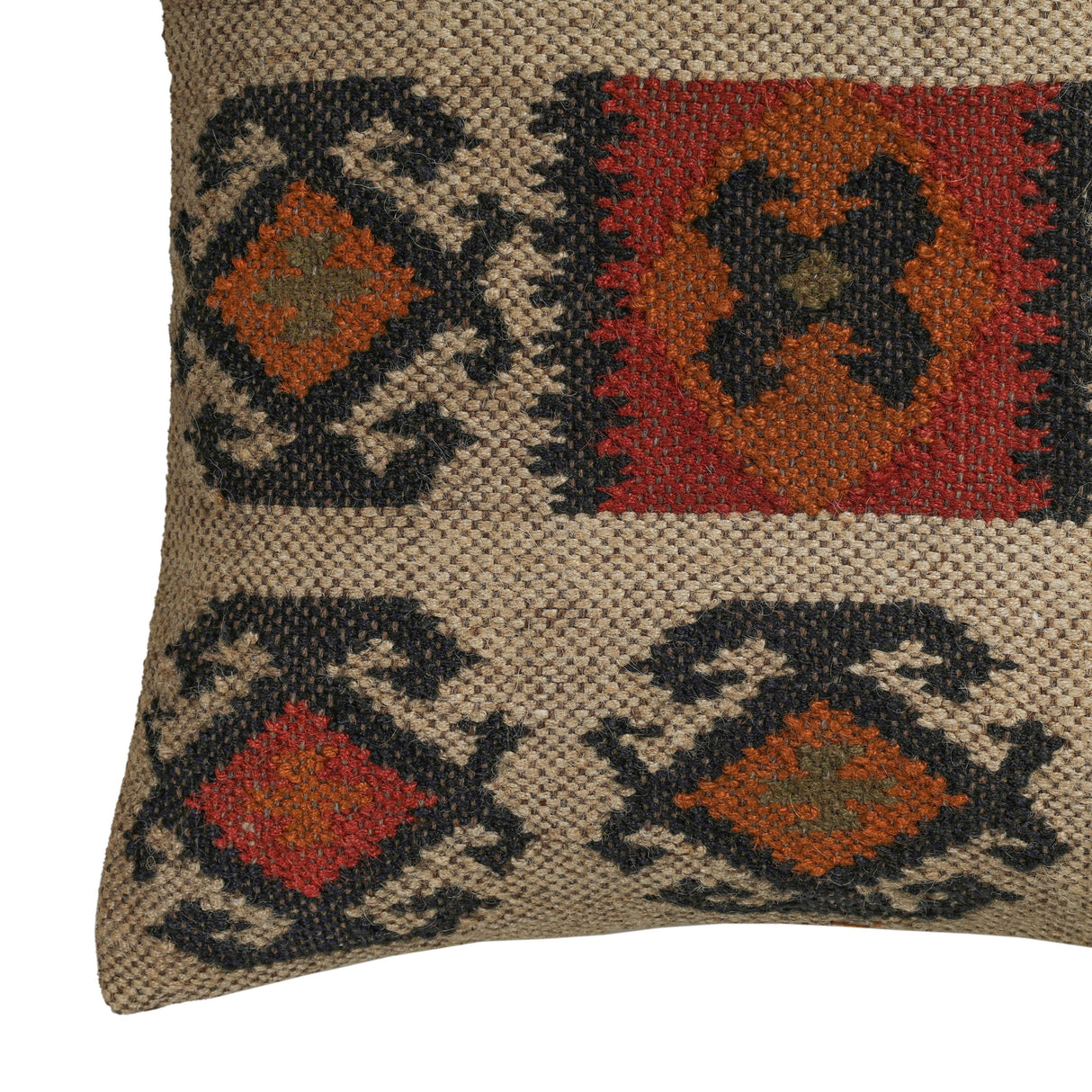 TOV Terra "Clay" 20 inch Square Wool and Jute Kilim Throw Pillow (COVER) Cover