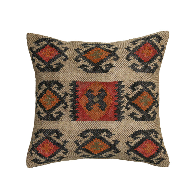 TOV Terra "Clay" 20 inch Square Wool and Jute Kilim Throw Pillow