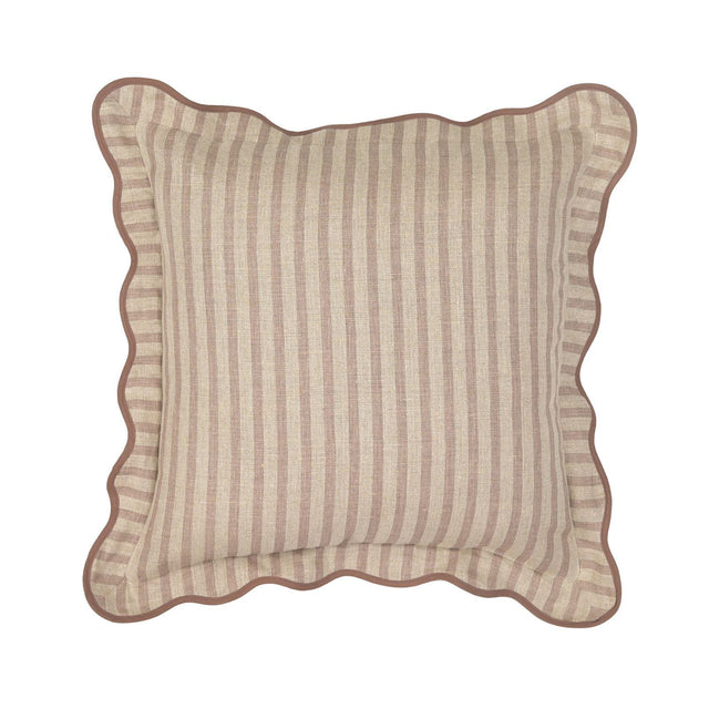 TOV Rose Taupe Striped Linen Accent Pillow