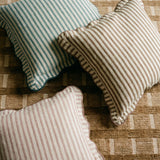 TOV Rose Taupe Striped Linen Accent Pillow