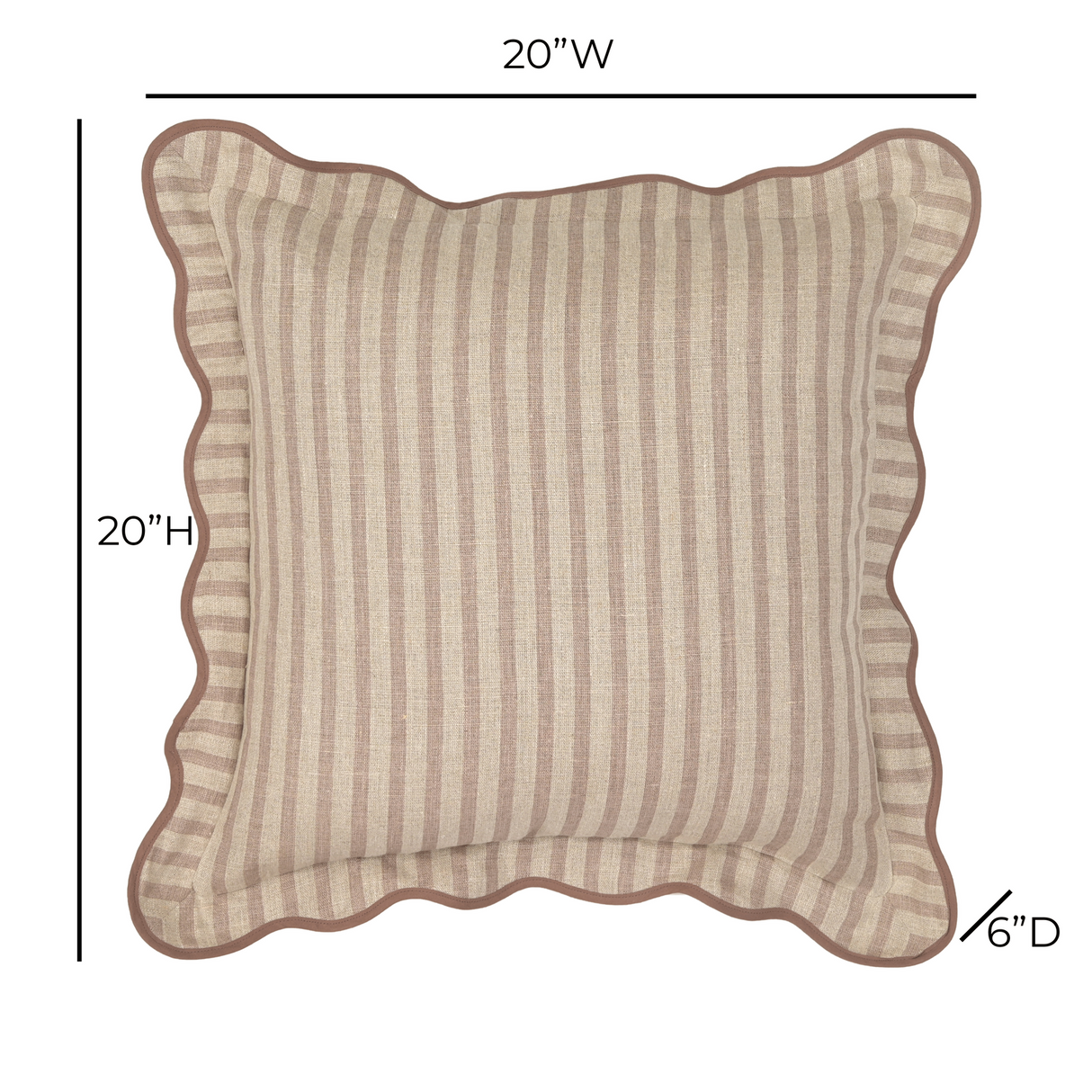 TOV Rose Taupe Striped Linen Accent Pillow