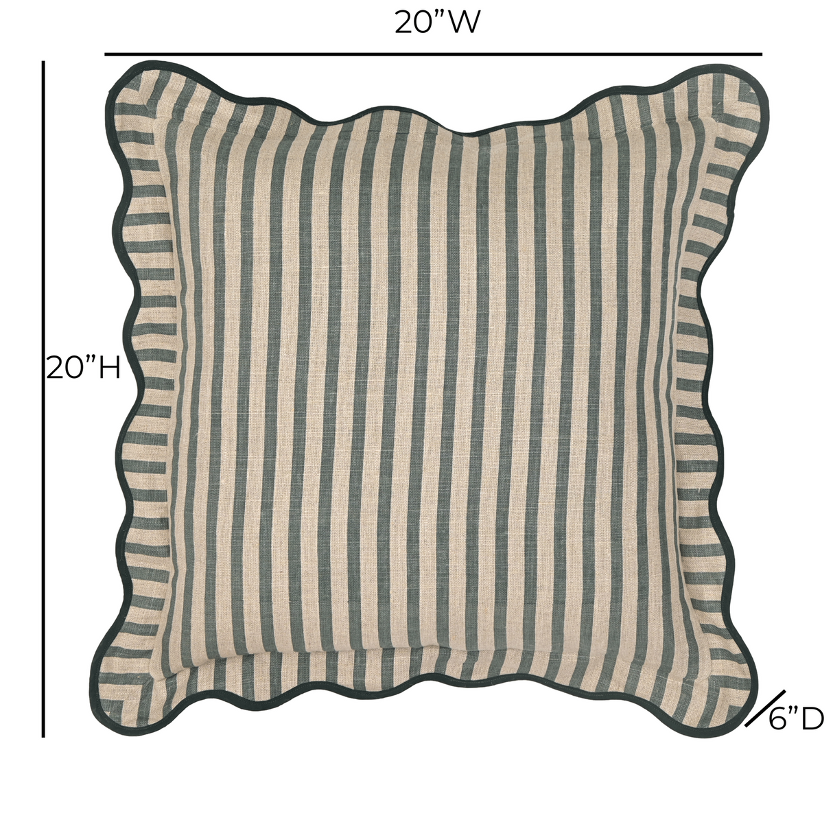 TOV Green Striped Linen Accent Pillow