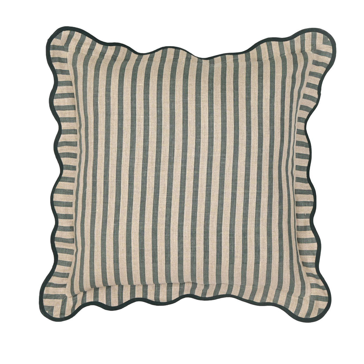 TOV Green Striped Linen Accent Cushion - COVER Cover