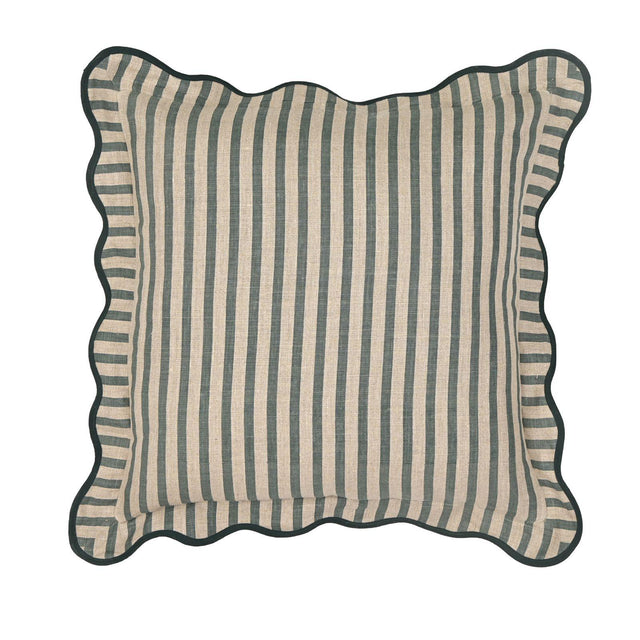 TOV Green Striped Linen Accent Cushion - COVER Cover