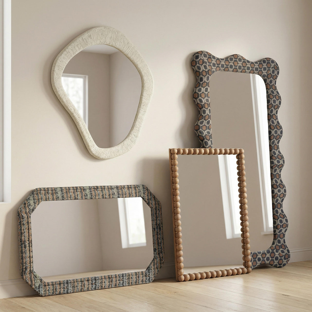 TOV Charlene Squiggle Wall Mirror - Biologic Print