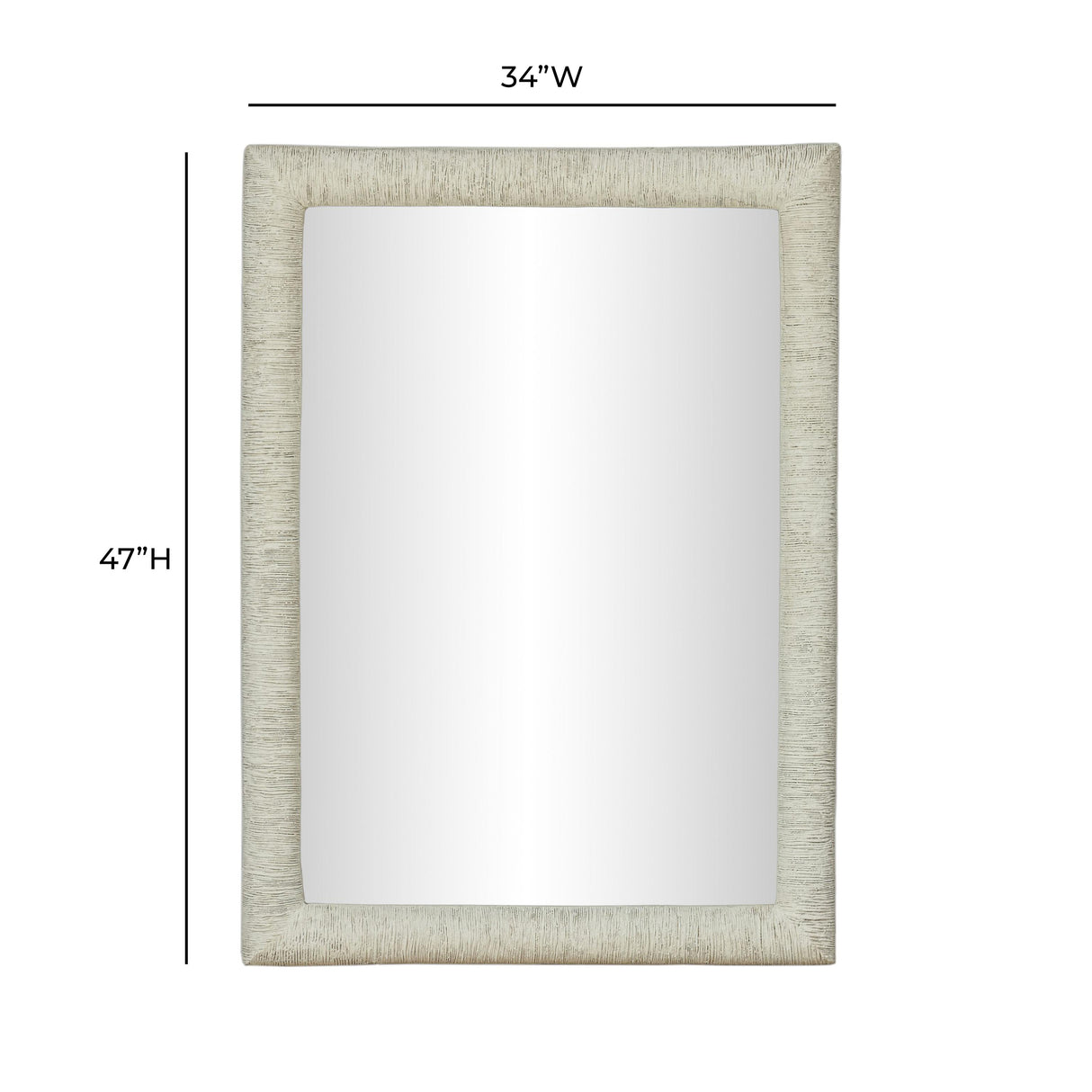 TOV Orpheus Ribbed Faux Stone Fiberglass Rectangular Wall Mirror