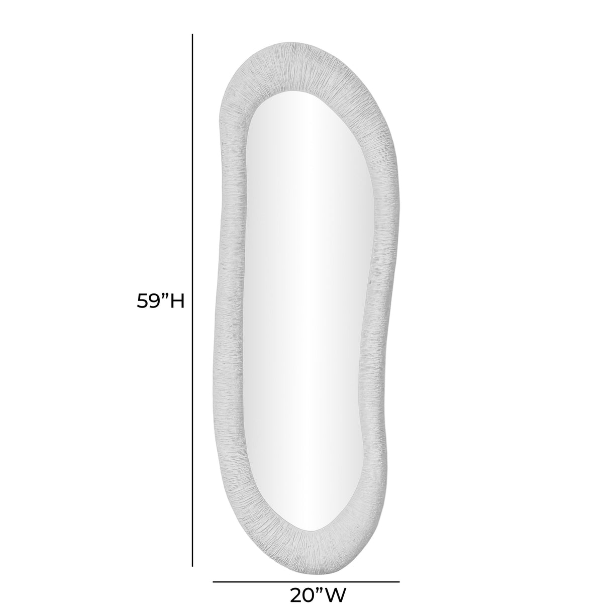 TOV Orpheus Ribbed Faux Stone Fiberglass Tall Floor Mirror