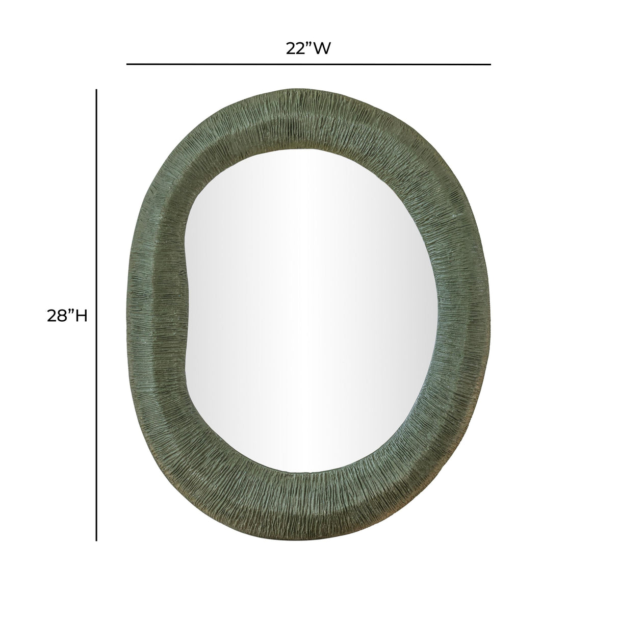 TOV Orpheus Ribbed Forest Green Fiberglass Thick Wall Mirror
