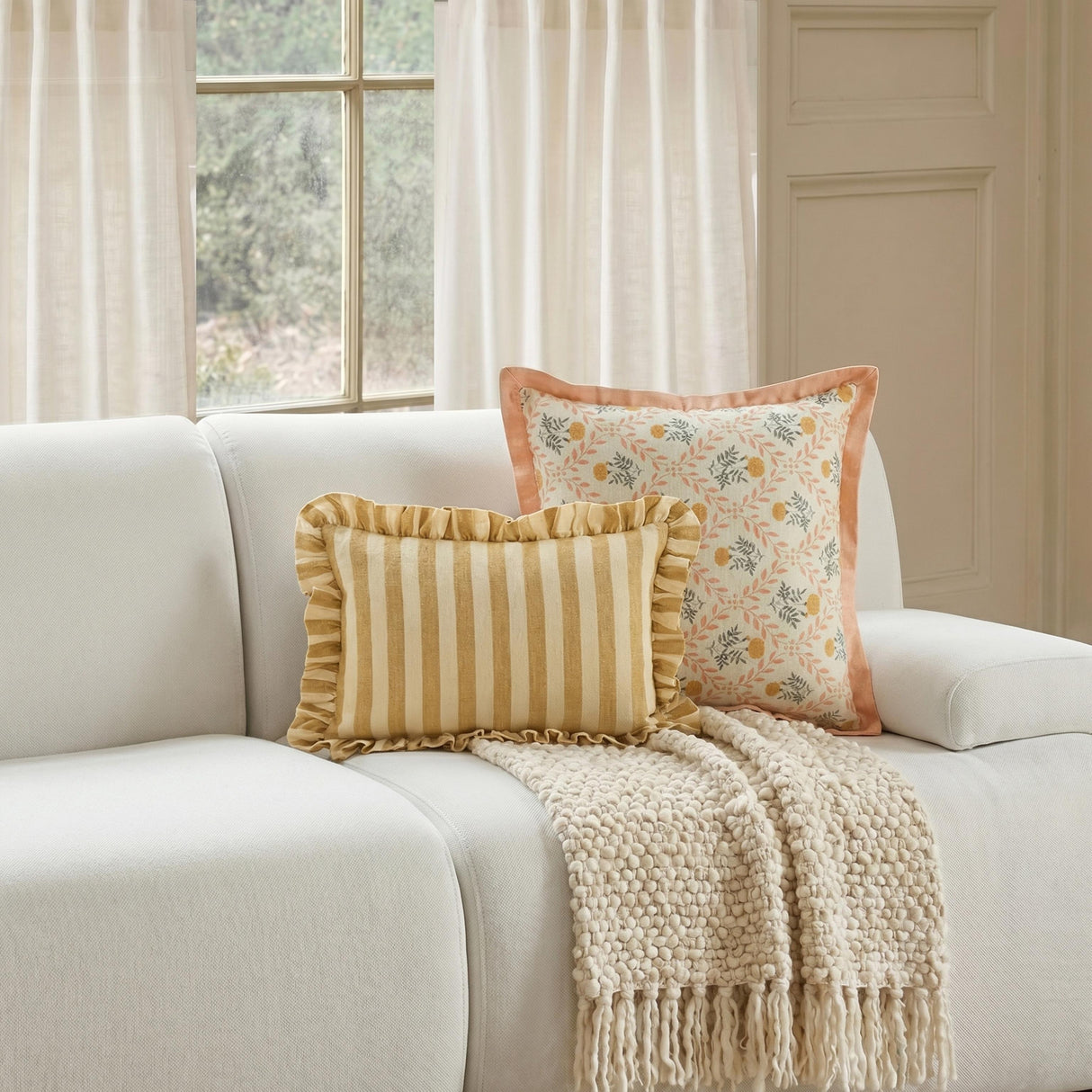 TOV Dolce Blush Pink Natural Cotton Accent Pillow - COVER Cover
