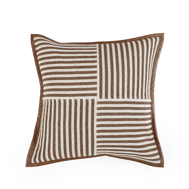 TOV Kora Brown Cotton Jute Throw Pillow - COVER Cover