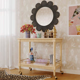 TOV Coralie Black Rattan Round Mirror