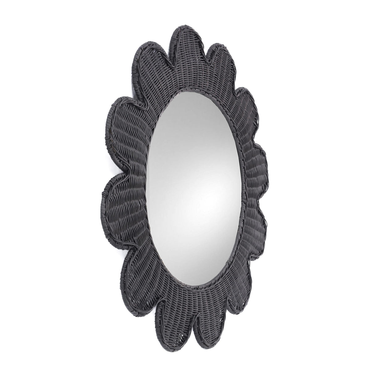 TOV Coralie Black Rattan Round Mirror