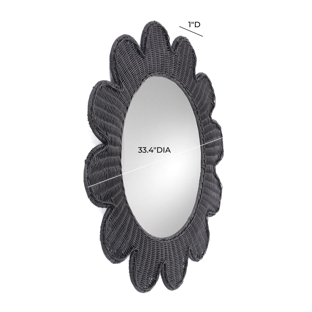 TOV Coralie Black Rattan Round Mirror