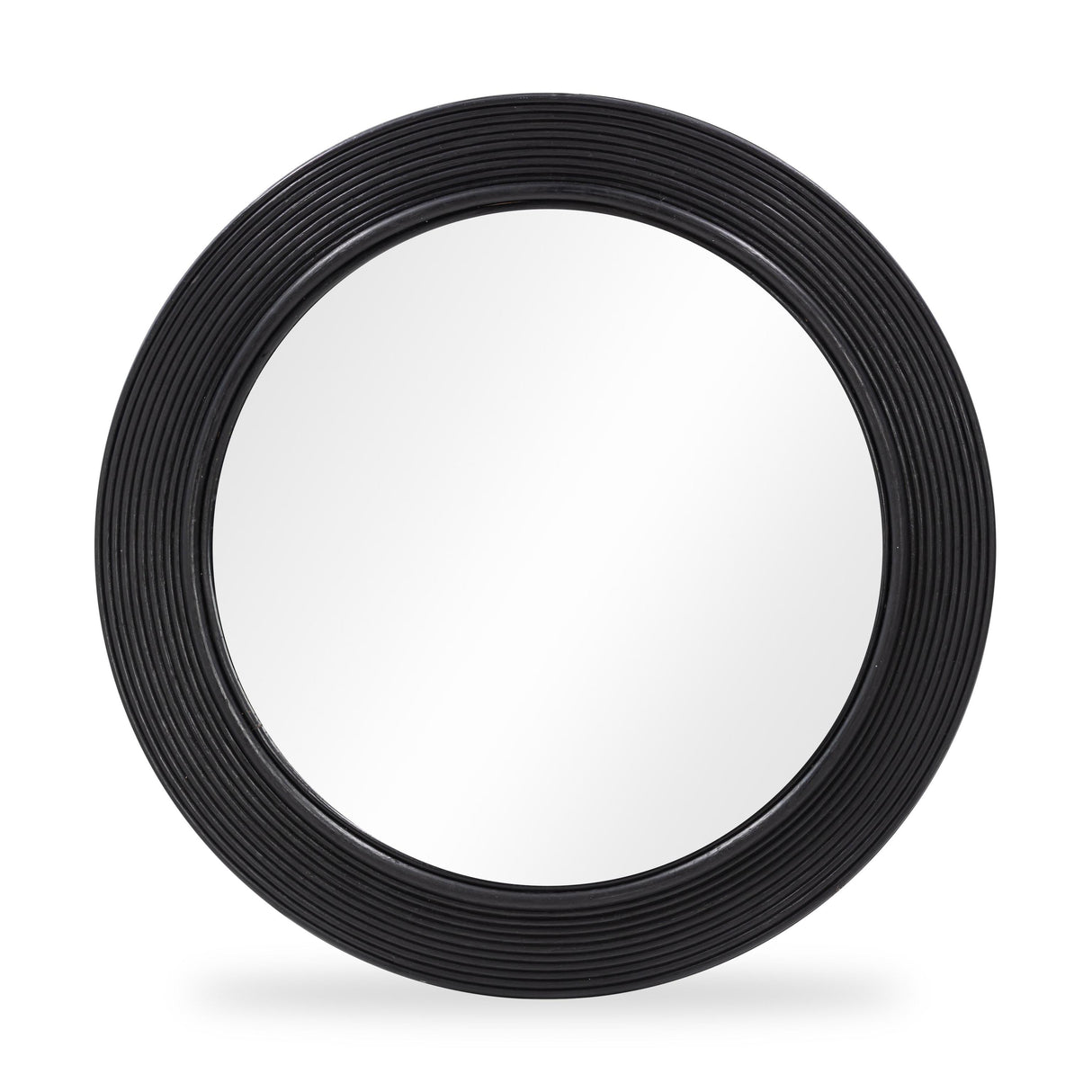 TOV Tanya Black Rattan Round Wall Mirror