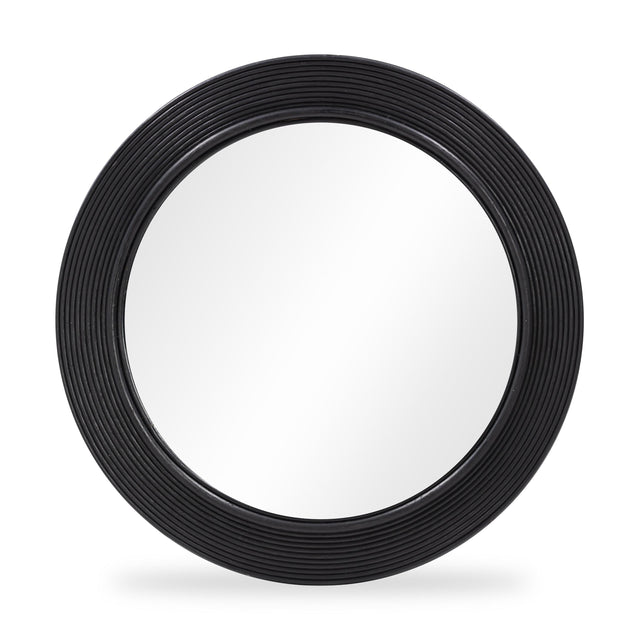TOV Tanya Black Rattan Round Wall Mirror