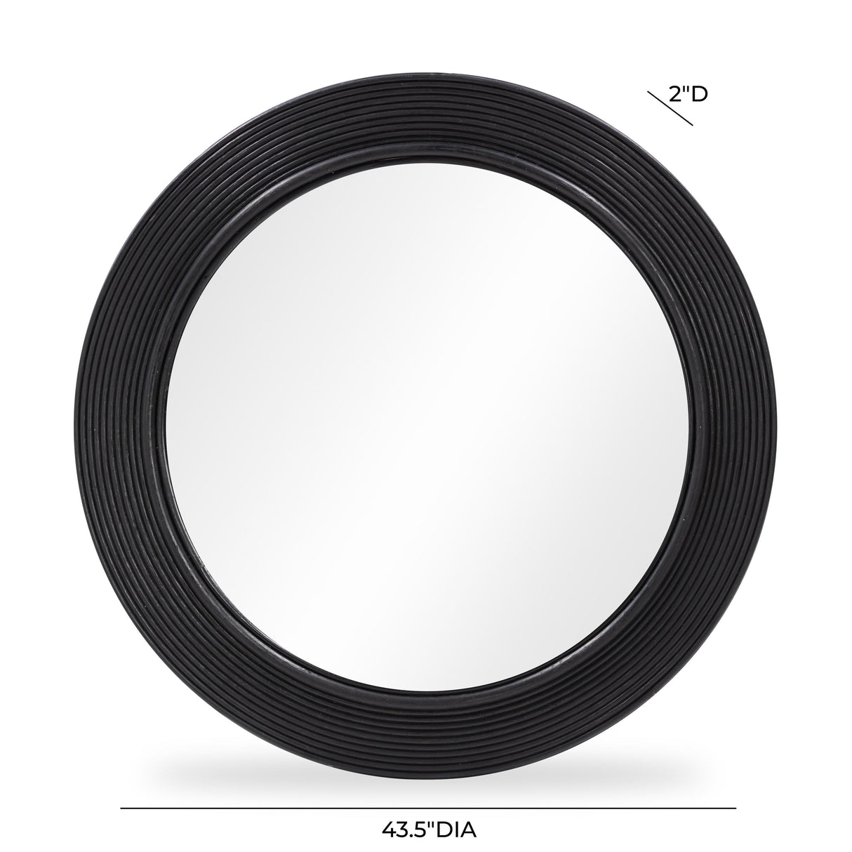 TOV Tanya Black Rattan Round Wall Mirror