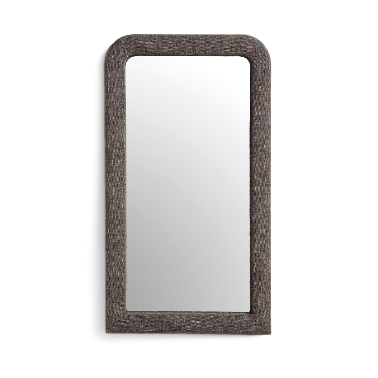 TOV Heidi Oversized Upholstered Floor Mirror in Espresso Textured Fabric
