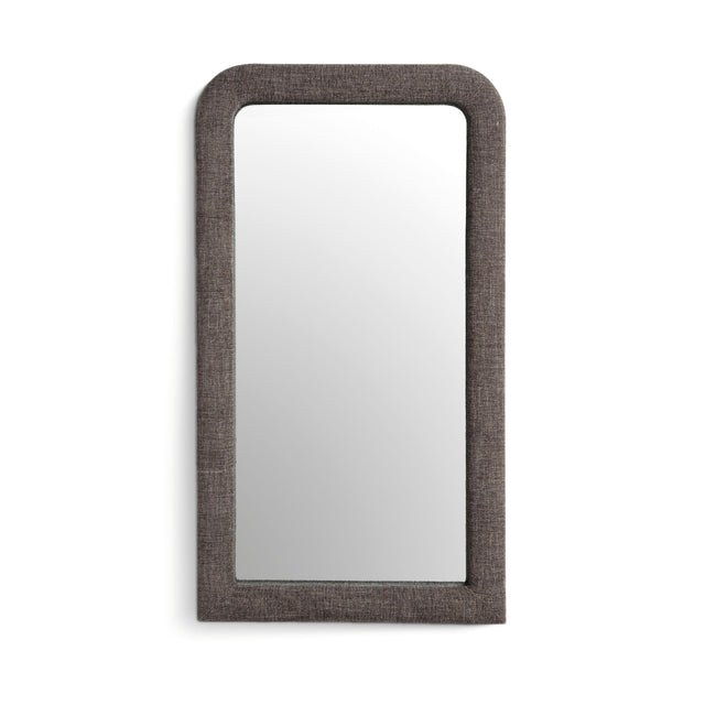TOV Heidi Oversized Upholstered Floor Mirror in Espresso Textured Fabric