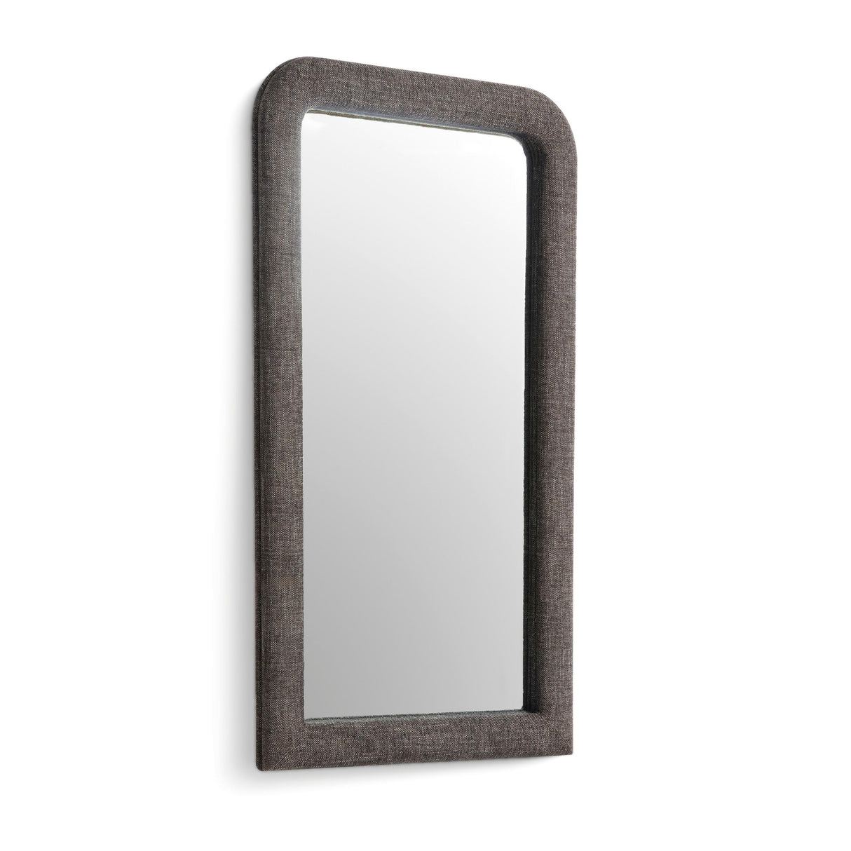 TOV Heidi Oversized Upholstered Floor Mirror in Espresso Textured Fabric